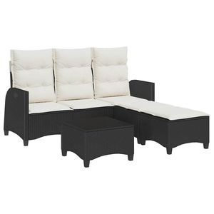 Divano da 3 pezzi in Rattan nero a forma di L con cuscini - Product Image 2