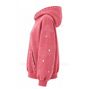 Sudaderas con Capucha de Invierno para Mujer, 100% Algodón, con Pedrería y Logotipo Frontal, Servicio OEM/ODM y Marca Privada - Product Image 3