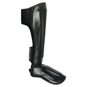 Lightweight Leather Shin Guards with Non-Skid Foot and Knee Protection for Kickboxing MMA All Sports <b>Stand</b>-Up Shin Pads - Product Image 2