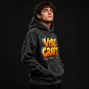 Sweat à capuche pour homme en coton épais délavé, coupe oversize, avec broderie de logo personnalisée, style streetwear urbain, vente en gros - Product Image 2