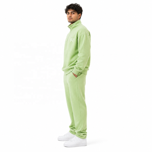 Sudadera unisex con cremallera de un cuarto, de algodón y forro polar, corte regular, chándal de color liso, transpirable, ropa urbana, proveedor mayorista - Product Image 4