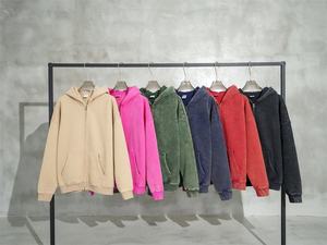 Sweat à capuche unisexe à fermeture éclair, coupe classique, motif lettres, en molleton de coton tricoté, décontracté, écologique, 360g, style streetwear hiver - Product Image 1