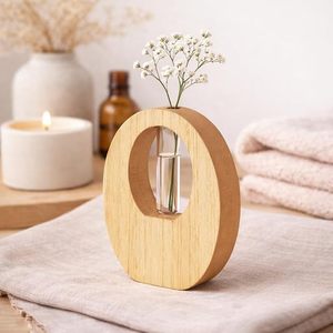 Vase à fleurs en bois pour la décoration de la maison, pot à fleurs décoratif en bois de manguier fait à la main pour le salon, la chambre à coucher, le bureau - Product Image 6