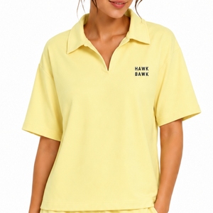 Women's <b>Short</b> Sleeve Polo Shirt And <b>Shorts</b> Set Casual Summer <b>Lounge</b> Wear Breathable Loose Casual Summer Set Women Polo Shirt - Product Image 4
