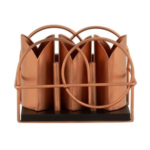 Modern <b>Copper</b> Flatware Set With Spoon Fork Bottle Opener Rust Resistant Metal <b>Utensil</b> Holder For Party Use - Product Image 3