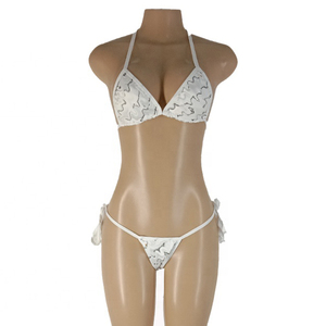 Conjunto de Bikini de 2 Piezas para Mujer, Estampado Animal, Cuello Halter, Top Triangular, Lazos Laterales, Alta Elasticidad, 100% Poliéster - Product Image 3