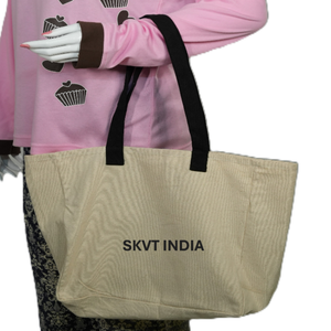 Wholesale Large Organic Cotton Canvas Tote Bag Reusable Shopping Zipper Bag with Customizable Logo Print for Daily Grocery Use - Product Image 4