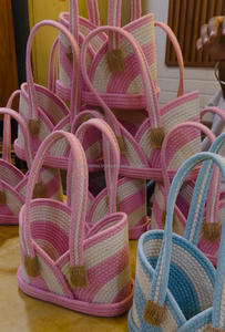 Panier en corde de coton tressée avec couvercle, motif Lion Lavande à franges, style Safari fantaisie, pour rangement de jouets de chambre d'enfant, panier doux pour bébé, avec poignée écologique, mini - Product Image 5