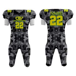 Vêtements d'entraînement de football américain en polyester à col en V, à manches courtes, sublimés, à séchage rapide, personnalisables avec nom/numéro d'équipe, vente en gros - Product Image 1