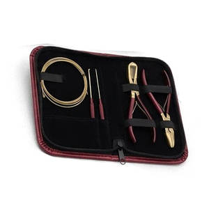 Kit d'outils professionnels pour extensions de cheveux avec aiguille à crochet, pinces, clips, métal doré, usage en salon, kit d'outils durables pour extensions de cheveux - Product Image 4