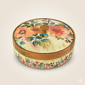 Handmade Enamel Printed Wooden Bowl <b>Spice</b> Organizer Dry Fruit and Nut Serving Bowl <b>Kitchen</b> Storage Factory Price for FBA Sellers - Product Image 1