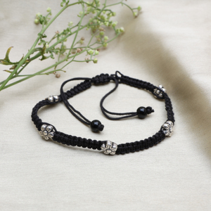 925 Sterling Silver Geometric Glass Beads Bohemian Style <b>Amethyst</b> Anklet <b>Bracelet</b> Adjustable Women Daily Wear - Product Image 2