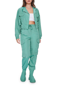 Conjunto Deportivo Casual para Mujer, Chaqueta y Pantalones Cargo Verdes, Manga Larga, Corte Regular, Cuello con Capucha, Transpirable, Ecológico, 100% - Product Image 2