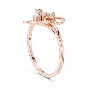 Anillo minimalista Spilt Fluid con diamante de corte redondo para mujer, banda a juego de oro macizo de 14k, para regalo, compromiso, aniversario, boda - Product Image 6