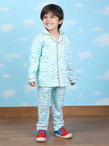 Conjunto de Pijama de Algodón para Niños, Camisa de Manga Larga con Estampado de Nubes Azules y Pantalones de Pijama, Ropa de Dormir Suave y Transpirable para Niños - Product Image 6