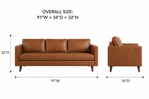 Midcentury Modern Genuine Leather Three Seat <b>Sofa</b> With Cushion Back Straight Arms Living Room Furniture Leather <b>Sofa</b> Coach - Product Image 2