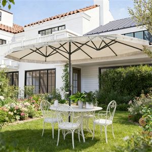 Ombrellone da Esterno Bianco Crema per Terrazzo e Cortile, Senza Base - Product Image 1