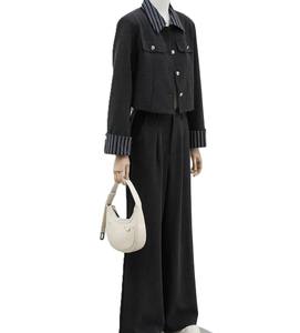 Conjunto de Dos Piezas para Mujer, Estilo Profesional, Holgado, Manga Larga con Rayas, Venta al Por Mayor, Estilo Veraniego - Product Image 3