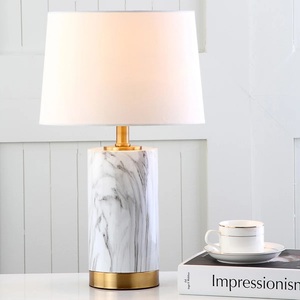 Minimalist Marble Console <b>Lamp</b> With Smooth Cylindrical <b>Base</b> Soft Warm Illumination And Designer Inspired Appeal - Product Image 2