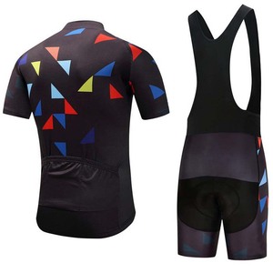 Ensemble de maillot de cyclisme exclusif avec imprimé géométrique et short rembourré pour hommes - Product Image 1
