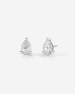 Pear Cut Lab Grown Diamond Solitaire Stud Earrings 14K 18K Solid Gold 1 to 3 Ctw Prong Set Minimalist Push Back Studs Daily Wear - Product Image 1
