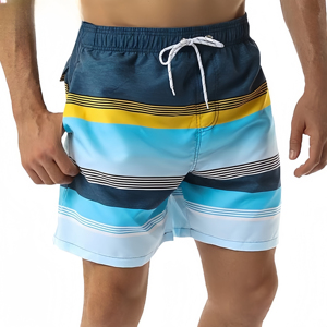 <b>Men's</b> American Flag Print Quick Dry Board Shorts Mid Waist Drawstring Casual Swim <b>Trunks</b> Red White Blue Stars Stripes - Product Image 5