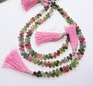 Natural Multi Tourmaline Faceted Tear Shape <b>Beads</b> 4x6-5x7 MM Multi Color Gemstone Drop <b>Beads</b> 8 Inch Strand High Quality <b>Beads</b> - Product Image 1