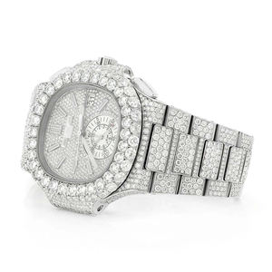 Reloj de Cuarzo de Acero Inoxidable con Diamantes Moissanite VVS Personalizados, Estilo Hip Hop Urbano, Correa de 20 mm, Esfera de Cristal - Product Image 2