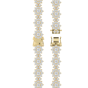 Pulsera de tenis de lujo con racimo de flores de diamantes redondos, oro de 14k y 18k, brazalete de eslabones con motivo floral continuo, joyería llamativa - Product Image 6