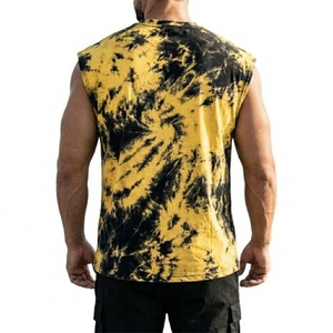Camiseta sin mangas vintage para hombre con efecto tie-dye, personalizable, de primera calidad, suave y transpirable, ideal para el verano y la playa. - Product Image 3