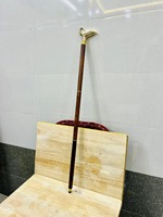Bastón de Paseo Multifuncional Hecho a Mano en Madera de Palisandro Pulido con Mango de Latón en Forma de Cisne