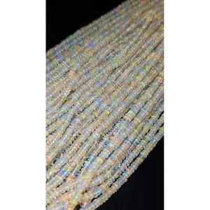 Perles d'opale éthiopienne de haute qualité 3-3,5 mm, rondelles lisses plaquées argent 925, en provenance d'Éthiopie, emballées en sachet pour la fabrication de bracelets - Product Image 3