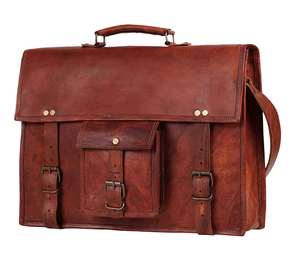 Bolso bandolera de cuero genuino de vaca de primera calidad, estilo vintage, de alta gama, para hombre, con solapa. - Product Image 1
