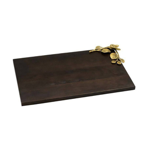 Plateau de service carré en bois de qualité supérieure avec accents argentés design, vaisselle de table, plateau de service alimentaire à prix abordable - Product Image 3