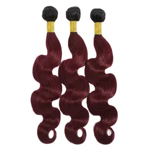Body Wave Human <b>Hair</b> Bundles Reddish Color Natural Black <b>Root</b> 100% Unprocessed Virgin <b>Hair</b> Silk Base Customizable Size - Product Image 3
