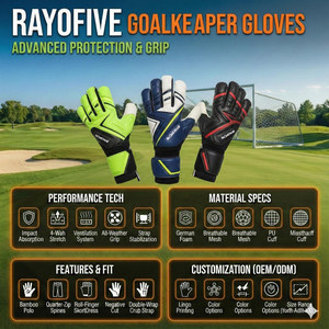 ถุงมือผู้รักษาประตูราคาโรงงาน คุณภาพสูง จับกระชับมือ สวมใส่สบาย ผลิตอย่างดี ระบายอากาศได้ดี - Product Image 6