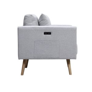 Easton 56,5 \ "sofá de lino gris claro Loveseat sala de estar con puertos de carga USB bolsillos y almohadas - Product Image 4