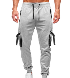 Pantalones Cargo de Cintura Alta para Hombre, Otoño Invierno, Estilo Casual, Transpirables, con Bolsillos con Cremallera, Cómodos, Corte Holgado, para Correr y Hacer Ejercicio - Product Image 1