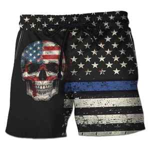 Pantalones Cortos de Playa para Hombre al por Mayor con Estampado de Calavera de Llama Azul, Estilo Gótico Urbano, de Secado Rápido, Estilo Biker, con Bolsillos - Product Image 5