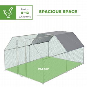 Pollaio in Argento con Copertura e Porta Chiudibili a Chiave per Allevamento in Giardino - Product Image 4