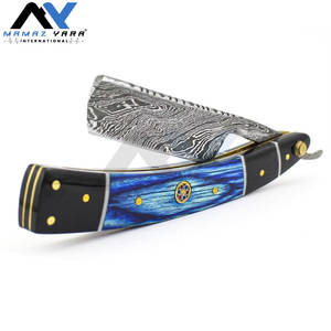 Rasoir droit professionnel vintage en acier Damas pour hommes, approuvé par les barbiers, rasoir jetable classique à lame droite - Product Image 2