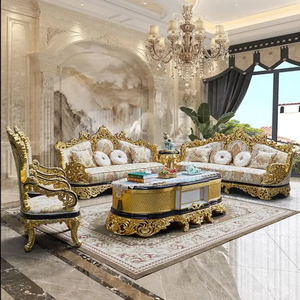 ชุดโซฟาห้องนั่งเล่นทรงสี่เหลี่ยมสไตล์ฝรั่งเศส ทำจากไม้มะฮอกกานีเนื้อแข็งสุดหรู แกะสลักด้วยมือ หุ้มเบาะอย่างดี ผลิตในอินโดนีเซีย - Product Image 2