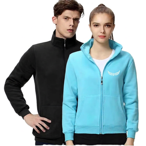 Unisex Fleece <b>Jacket</b> Solid Color Stand Collar Zipper Embroidered Logo Casual Autumn Wear Regular Fit - Product Image 3