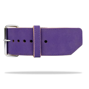 Wide Purple Casual Leather <b>Belt</b> with Alloy Double Pin Buckle and Tan Suede Inner Lining for Gym or Heavy Duty Use OEM - Product Image 4
