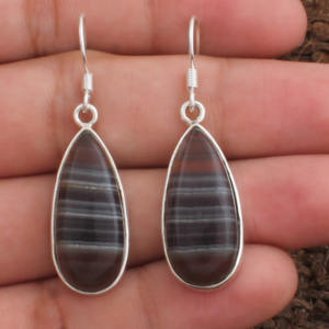 Pendientes de Fluorita Natural en Forma de Pera, Plata de Ley 925, Pendientes de Piedras Preciosas para Mujer, Precio de Fábrica, Venta al Por Mayor - Product Image 1