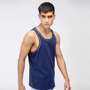 Feneze เสื้อกล้ามคอตตอนสีกรมท่าสำหรับผู้ชาย, เสื้อแขนกุดแห้งเร็วลำลองคอกลมสีพื้นระบายอากาศได้ดี - Product Image 4