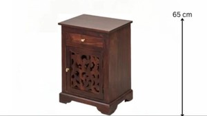 Traditional Wood Nightstand With 1 Drawer And Intricated Design Door <b>Storage</b> Bedroom Furniture Antique Design - Product Image 5
