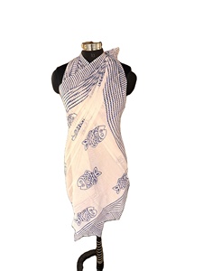 Poisson imprimé fait à la main bloc impression en gros beaucoup de conception coton sarongs femmes plage visage couverture Ups paréos indien écharpes cadeau - Product Image 6