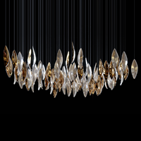 Lustre de plafond design fait sur mesure pour hall d'hôtel salle à manger lustres d'éclairage de feuille de métal or argent de luxe