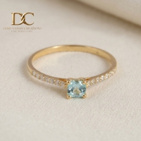 Bague ethnique en or massif 14 carats avec diamant de laboratoire et Yag Paraiba bleu de laboratoire certifié IGI, bijoux fins pour femmes, pour mariage
